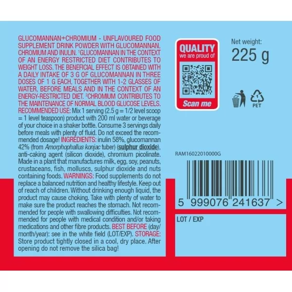 BiotechUSA Glucomannan + Chromium 225 g