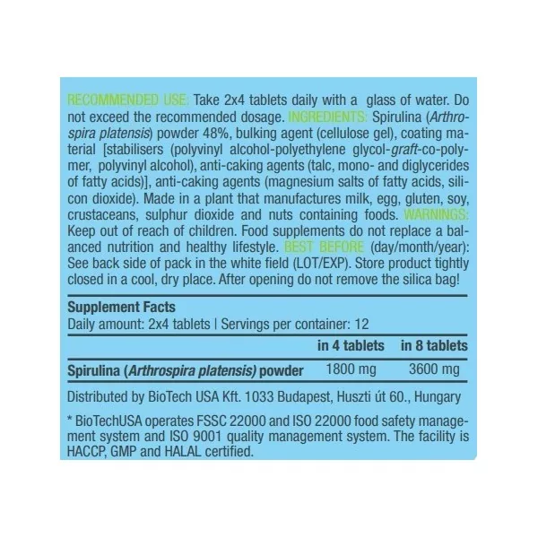 BiotechUSA Spirulina 100 tablets