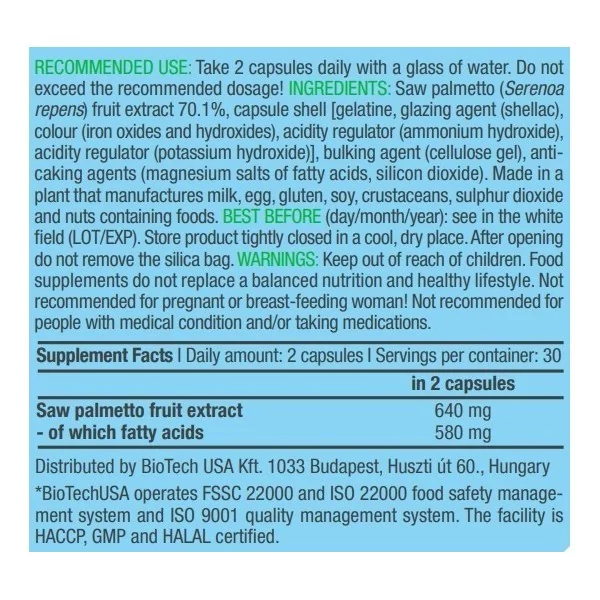 BiotechUSA Saw Palmetto 60 mega capsules